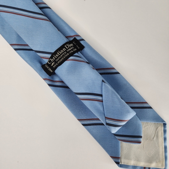 CHRISTIAN DIOR Blue & Red Tie. - Picture 3 of 6